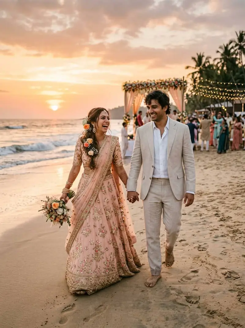 Beach wedding styling for Indian couple in Goa