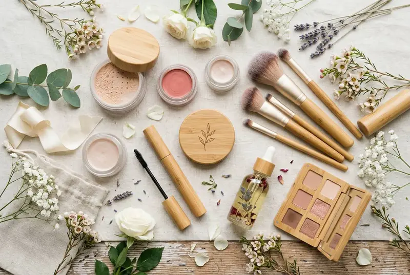 Natural plant-based bridal makeup products for eco-conscious brides