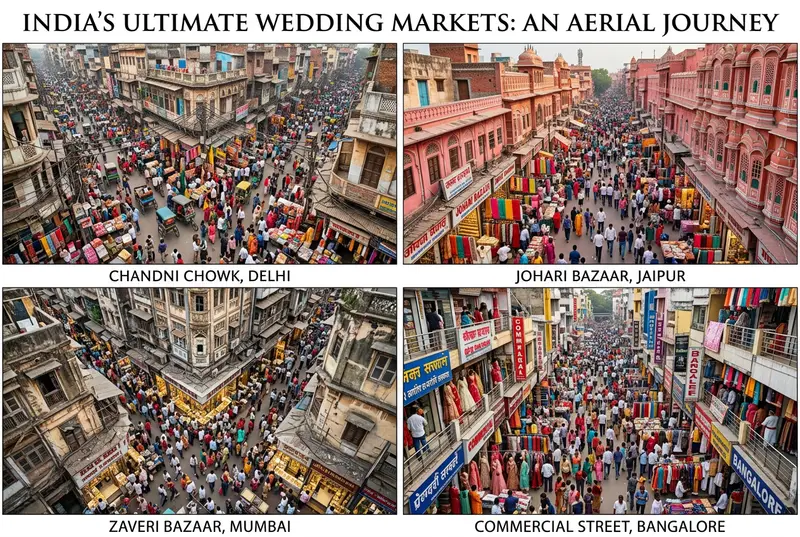 Illustrated overview of India's best wedding shopping markets across major cities