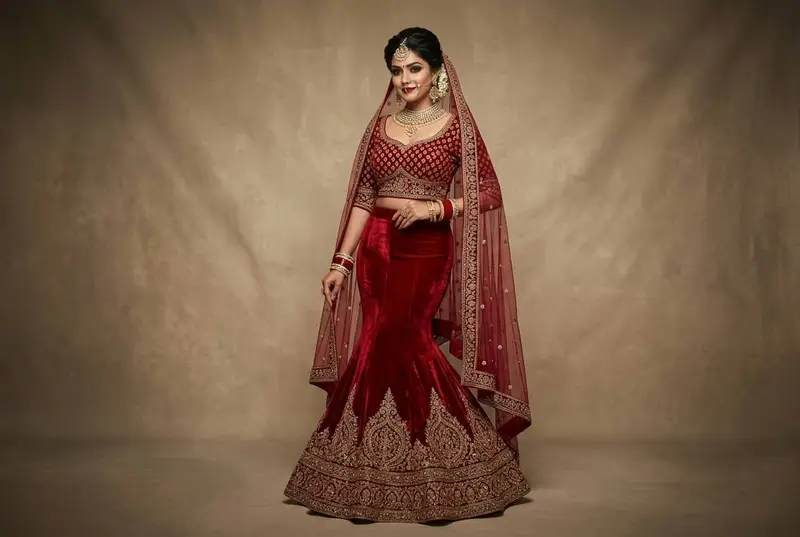 Mermaid fishtail bridal lehenga perfect for hourglass body type