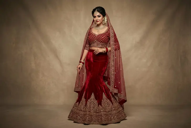 Mermaid fishtail bridal lehenga perfect for hourglass body type