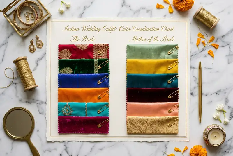 Mother and bride colour coordination chart showing complementary colours