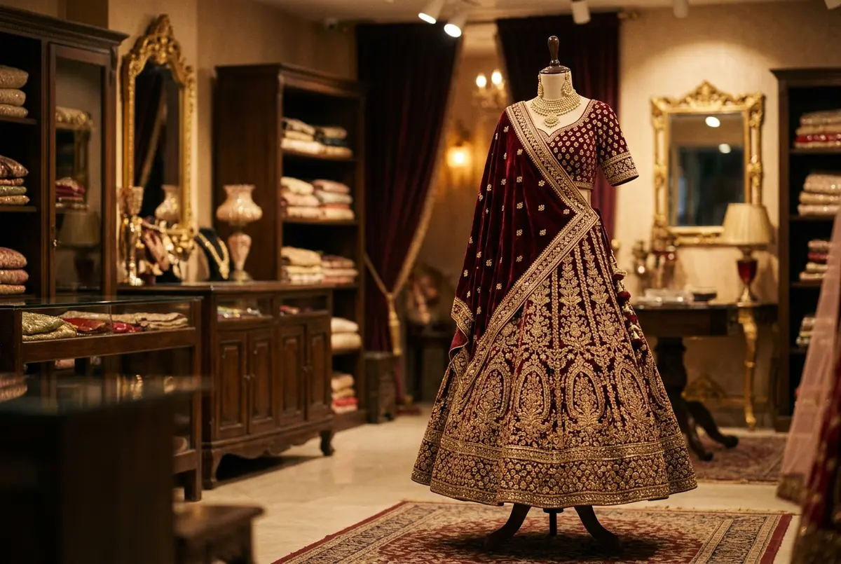 Royal Indian bridal lehenga with zardozi embroidery