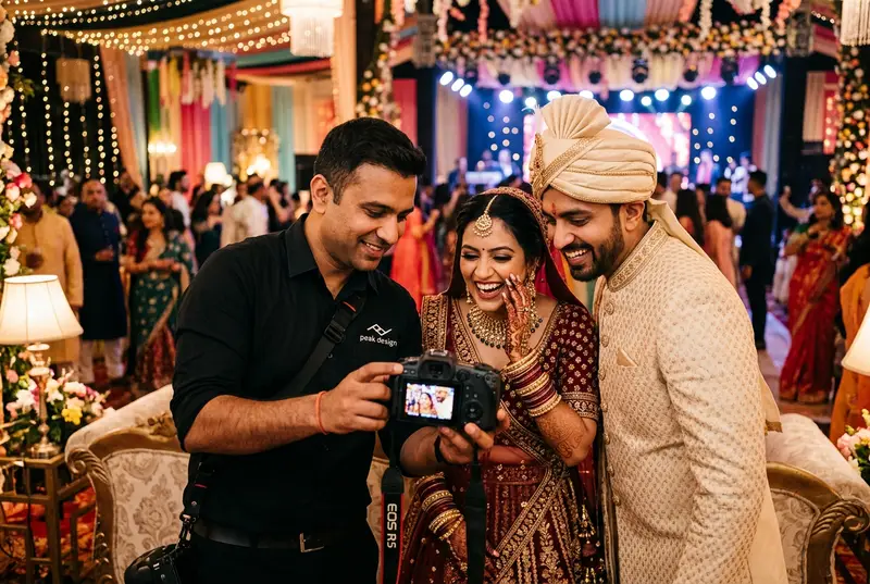 Wedding photographer capturing ceremony moments